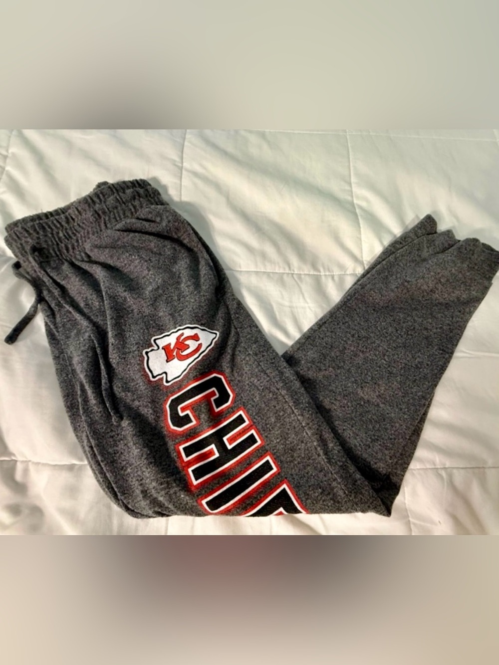 NFL Kansas City Chiefs Charcoal Gray Heather Jogger Sweatpants Size M - Picture 2 of 4
